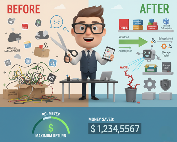 Optimization Results - Before and after subscription management showing cost savings